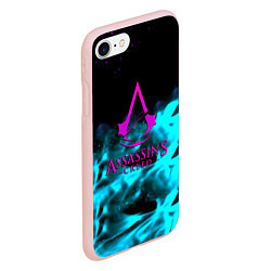 Чехол iPhone 7/8 матовый Assassins Creed flame neon, цвет: 3D-светло-розовый — фото 2
