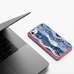 Чехол iPhone 7/8 матовый Лоскутные волны, цвет: 3D-малиновый — фото 2