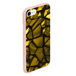 Чехол iPhone 7/8 матовый Золотые хромированные осколки, цвет: 3D-светло-розовый — фото 2