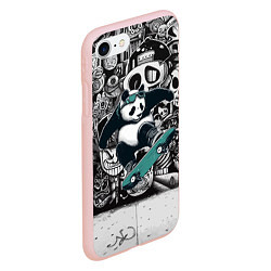 Чехол iPhone 7/8 матовый Скейтбордист панда на фоне граффити, цвет: 3D-светло-розовый — фото 2