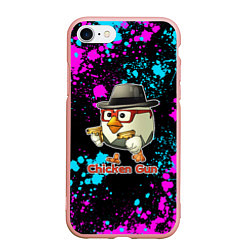 Чехол iPhone 7/8 матовый Chicken gun - neon, цвет: 3D-светло-розовый