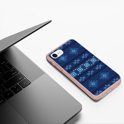 Чехол iPhone 7/8 матовый Blue tribal geometric, цвет: 3D-светло-розовый — фото 2