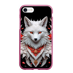 Чехол iPhone 7/8 матовый Белая лисица - кицунэ, цвет: 3D-малиновый