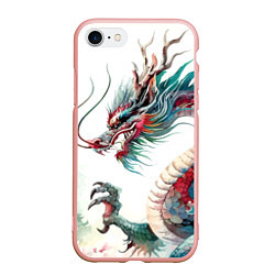 Чехол iPhone 7/8 матовый Акварельный японский дракон, цвет: 3D-светло-розовый