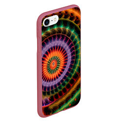 Чехол iPhone 7/8 матовый Фрактальная абстракция, цвет: 3D-малиновый — фото 2