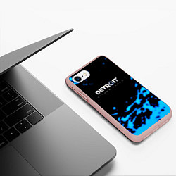 Чехол iPhone 7/8 матовый Detroit become human голубая кровь, цвет: 3D-светло-розовый — фото 2