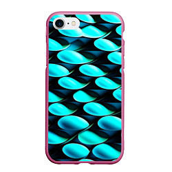 Чехол iPhone 7/8 матовый Голубые чешуйки, цвет: 3D-малиновый