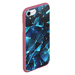 Чехол iPhone 7/8 матовый Синее разбитое стекло, цвет: 3D-малиновый — фото 2