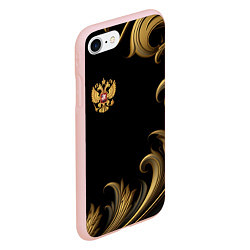 Чехол iPhone 7/8 матовый Герб России и золотистый узор, цвет: 3D-светло-розовый — фото 2