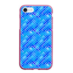 Чехол iPhone 7/8 матовый Синяя сетка, цвет: 3D-малиновый