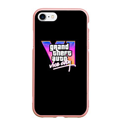 Чехол iPhone 7/8 матовый Gta 6 vice city logo, цвет: 3D-светло-розовый