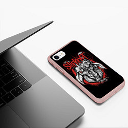 Чехол iPhone 7/8 матовый Slipknot - козёл, цвет: 3D-светло-розовый — фото 2