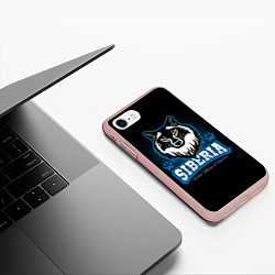 Чехол iPhone 7/8 матовый Сибирь - волк, цвет: 3D-светло-розовый — фото 2
