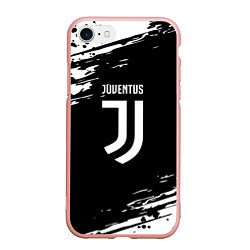 Чехол iPhone 7/8 матовый Juventus спорт краски, цвет: 3D-светло-розовый