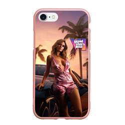 Чехол iPhone 7/8 матовый GTA 6 girl, цвет: 3D-светло-розовый