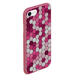 Чехол iPhone 7/8 матовый Камуфляж гексагон розовый, цвет: 3D-малиновый — фото 2