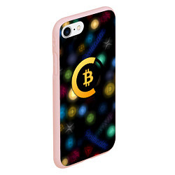 Чехол iPhone 7/8 матовый Bitcoin logo criptomoney, цвет: 3D-светло-розовый — фото 2