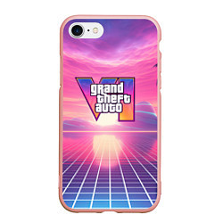 Чехол iPhone 7/8 матовый GTA 6 Vaporwave, цвет: 3D-светло-розовый