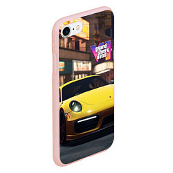 Чехол iPhone 7/8 матовый GTA 6 porshe, цвет: 3D-светло-розовый — фото 2