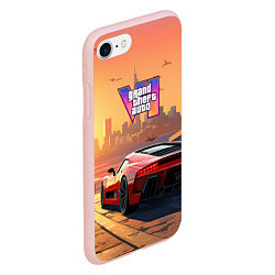 Чехол iPhone 7/8 матовый GTA 6 авто вид сзади, цвет: 3D-светло-розовый — фото 2