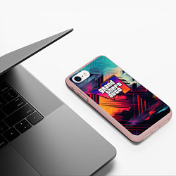 Чехол iPhone 7/8 матовый GTA 6 аbstract logo, цвет: 3D-светло-розовый — фото 2