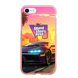 Чехол iPhone 7/8 матовый Auto GTA 6, цвет: 3D-светло-розовый