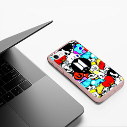 Чехол iPhone 7/8 матовый Bangtan Boys logo band, цвет: 3D-светло-розовый — фото 2