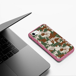 Чехол iPhone 7/8 матовый Кошки - камуфляж, цвет: 3D-малиновый — фото 2
