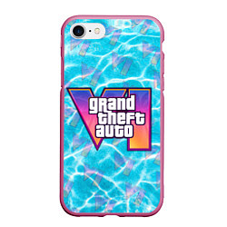Чехол iPhone 7/8 матовый GTA 6 басейн, цвет: 3D-малиновый