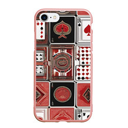 Чехол iPhone 7/8 матовый Покерный гений, цвет: 3D-светло-розовый
