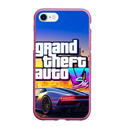 Чехол iPhone 7/8 матовый Grand theft auto 6 street vice city, цвет: 3D-малиновый