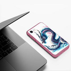 Чехол iPhone 7/8 матовый Японский акварельный дракон - ирезуми, цвет: 3D-малиновый — фото 2
