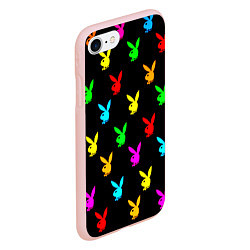 Чехол iPhone 7/8 матовый Playboy pattern неон, цвет: 3D-светло-розовый — фото 2