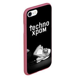 Чехол iPhone 7/8 матовый Techno храм монашка лежит, цвет: 3D-малиновый — фото 2