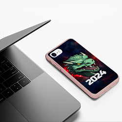 Чехол iPhone 7/8 матовый Злой дракон 2024, цвет: 3D-светло-розовый — фото 2