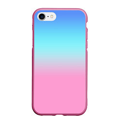 Чехол iPhone 7/8 матовый Синий и голубо-розовый градиент, цвет: 3D-малиновый