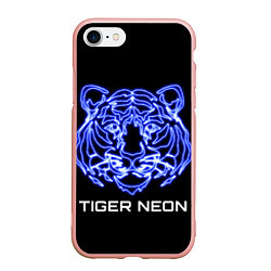 Чехол iPhone 7/8 матовый Tiger neon art, цвет: 3D-светло-розовый