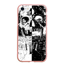 Чехол iPhone 7/8 матовый Череп - Черный клевер, цвет: 3D-светло-розовый