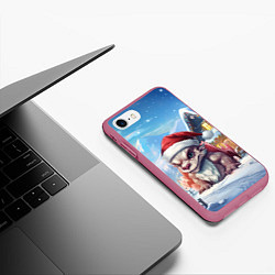 Чехол iPhone 7/8 матовый Новый год 2024 дракон, цвет: 3D-малиновый — фото 2