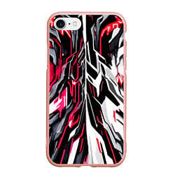 Чехол iPhone 7/8 матовый Красно-белая абстракция на чёрном фоне