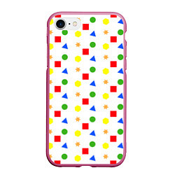 Чехол iPhone 7/8 матовый Разноцветные геометрические фигурки, цвет: 3D-малиновый