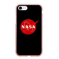 Чехол iPhone 7/8 матовый NASA redlogo space usa, цвет: 3D-светло-розовый