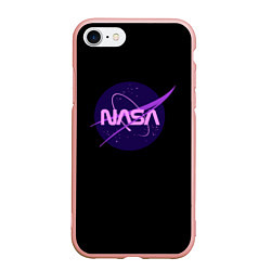 Чехол iPhone 7/8 матовый NASA neon space, цвет: 3D-светло-розовый