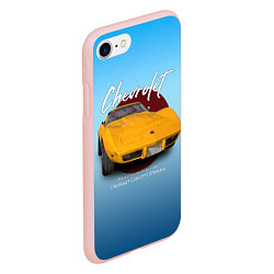Чехол iPhone 7/8 матовый Американский маслкар Chevrolet Corvette, цвет: 3D-светло-розовый — фото 2