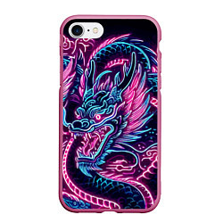 Чехол iPhone 7/8 матовый Neon Japanese dragon - irezumi, цвет: 3D-малиновый