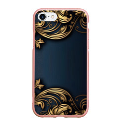 Чехол iPhone 7/8 матовый Лепнина объемные золотые узоры на ткани