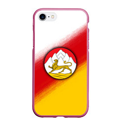 Чехол iPhone 7/8 матовый Герб Осетии на фоне, цвет: 3D-малиновый