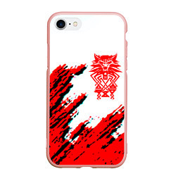 Чехол iPhone 7/8 матовый Ведьмак геральт красные краски лого волк