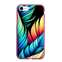 Чехол iPhone 7/8 матовый Color feathers - neon