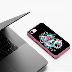 Чехол iPhone 7/8 матовый Тихиро и Хаку - унесенные призраками, цвет: 3D-малиновый — фото 2